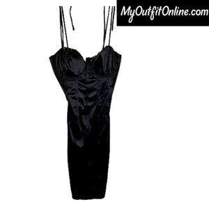Womens Satin Sweetheart Neckline Wrap Bodycon Backless Corset Sexy Mini